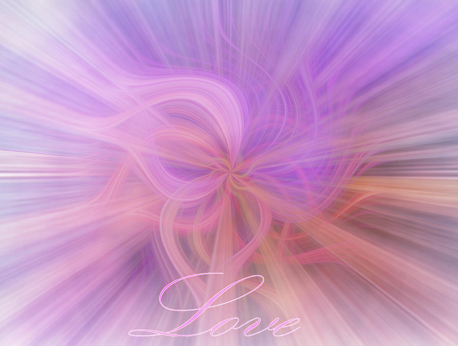 Beautiful Pastel Colored Abstract Light String Background With Love Text - Image Digital Art