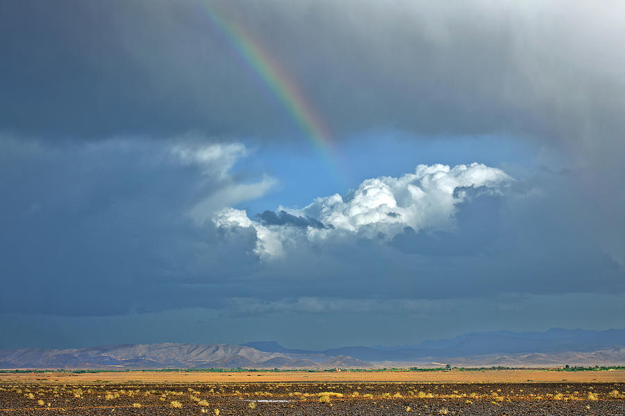 Beautiful Rainbow And Storm In Desert Photograph by Pavliha