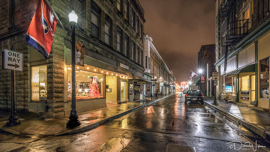 Beautiful Rainy Night Downtown Bristol, TN Photograph by Dion Wiles