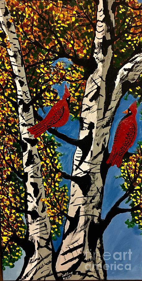 Beautiful Red Cardinals Painting Painting by Jeffrey Koss