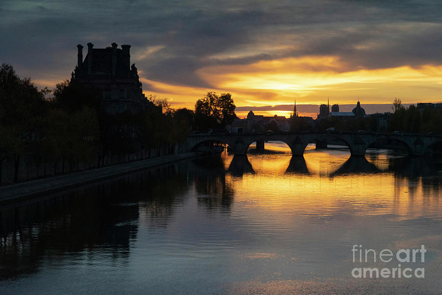 Beautiful Romantic Evening Walk Along The Seine River Paris France Photograph by Wayne Moran