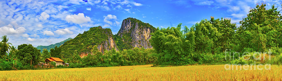 Beautiful Rural Landscape. Luang Prabang. Laos. Panorama Photograph