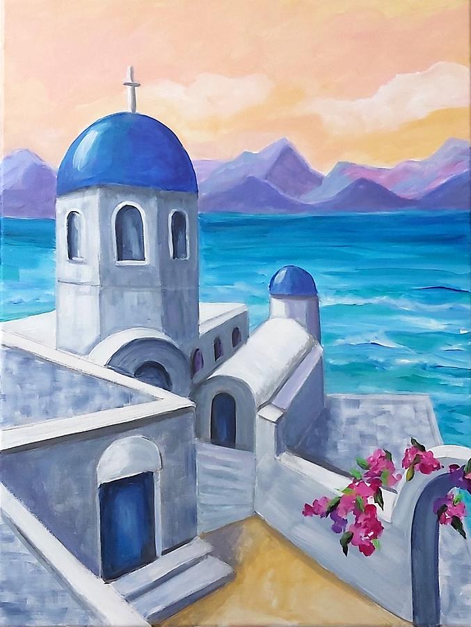 Beautiful Santorini Painting by Rosie Sherman