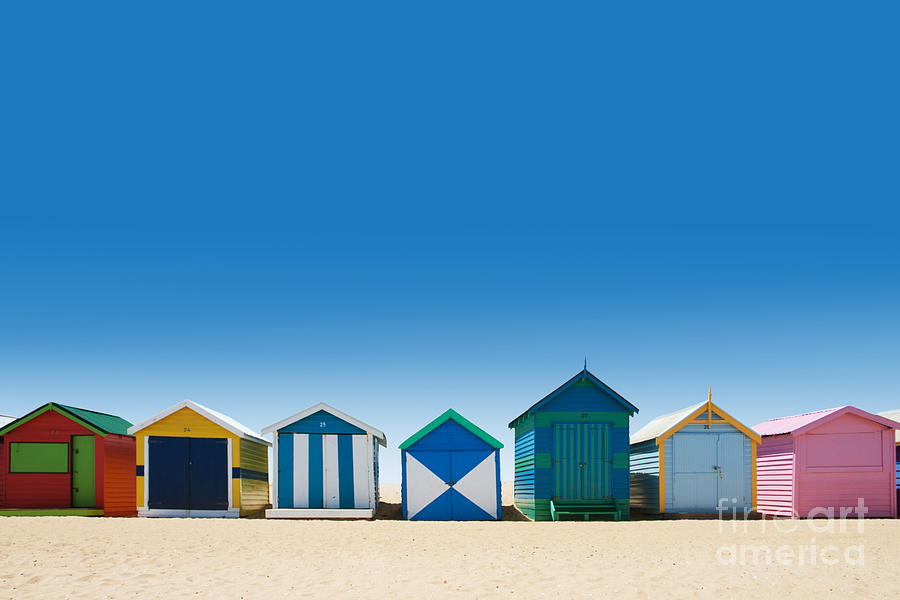 Small Photograph - Beautiful Small Bathing Houses On White by Creativa Images Small Photograph - Beautiful Small Bathing Houses On White by Creativa Images