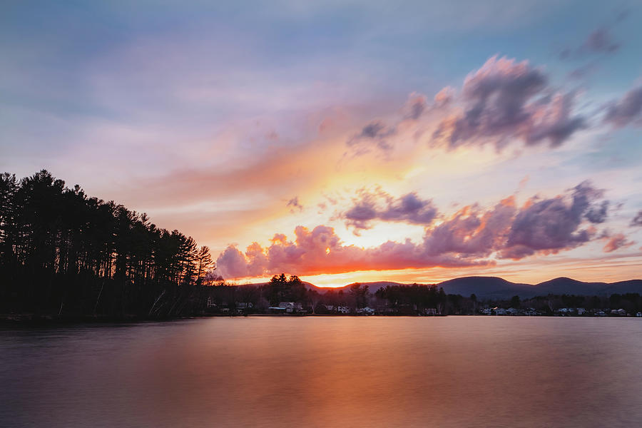 Beautiful Spring Sunset At Pontoosuc Lake In Massachusetts Photograph ...