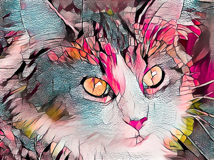 Beautiful Stained Glass Kitty Digital Art by Don Northup