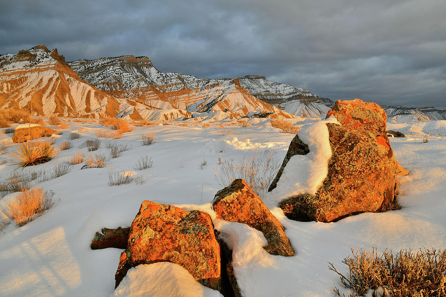 Beautiful Sunset at Snowy Book Cliffs Photograph by Ray Mathis
