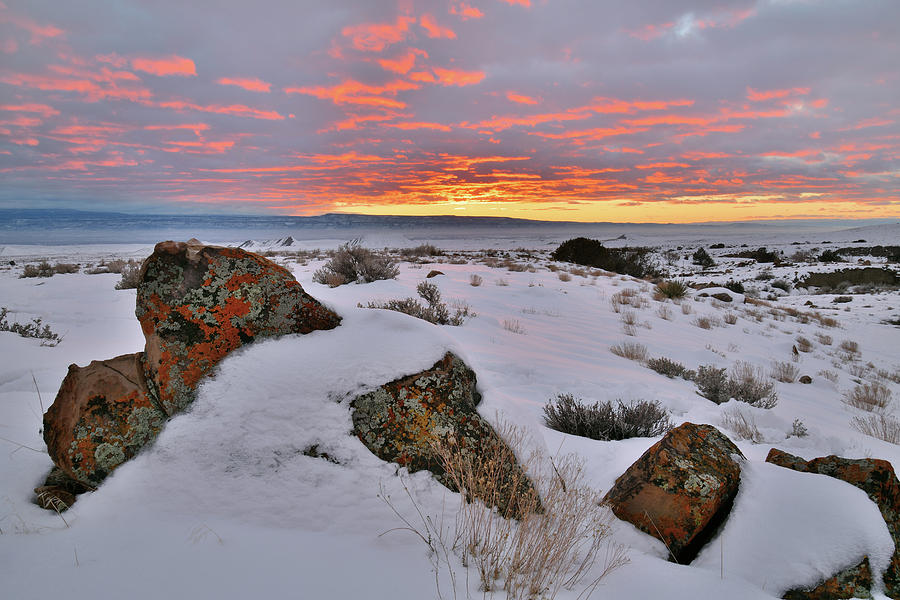 Beautiful Sunset over Snow Covered Book Cliffs Photograph by Ray Mathis