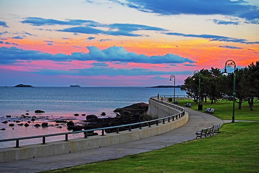 Beautiful Sunset over the Lynn Waterfront and Red Rock Park Lynn MA Photograph by Toby McGuire