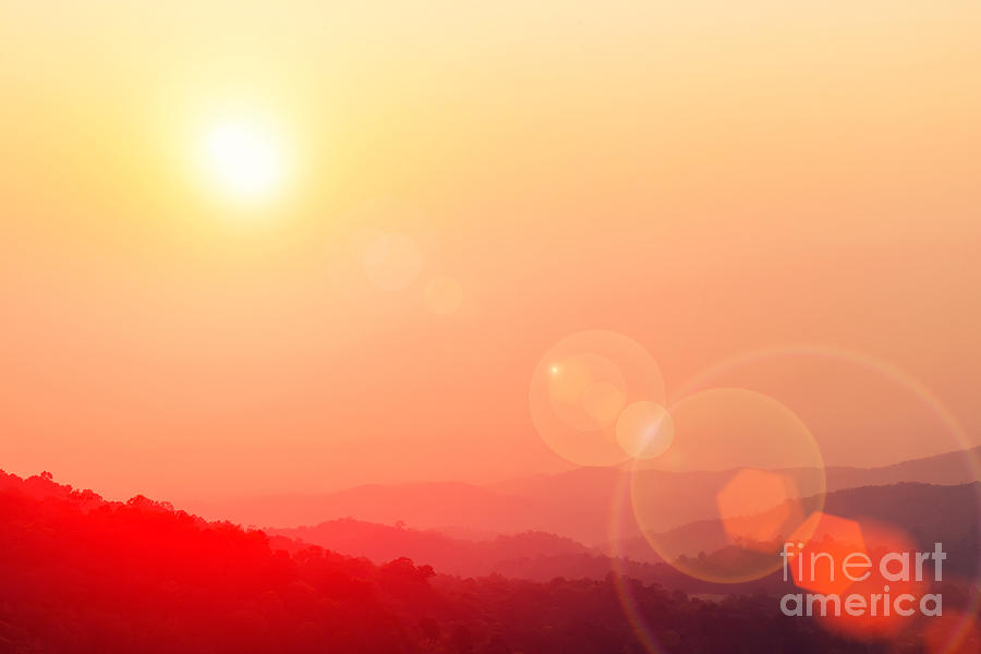 Flare Photograph - Beautiful Sunset Sky With Flare At by Twstock Flare Photograph - Beautiful Sunset Sky With Flare At by Twstock