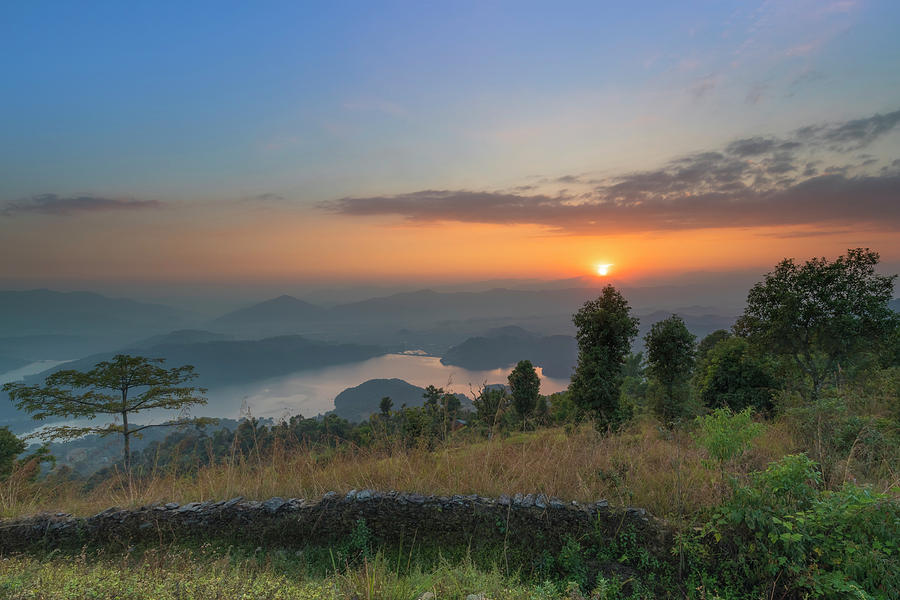 Beautiful Sunset View From Hilltop Begnas Lake Photograph By Joseph
