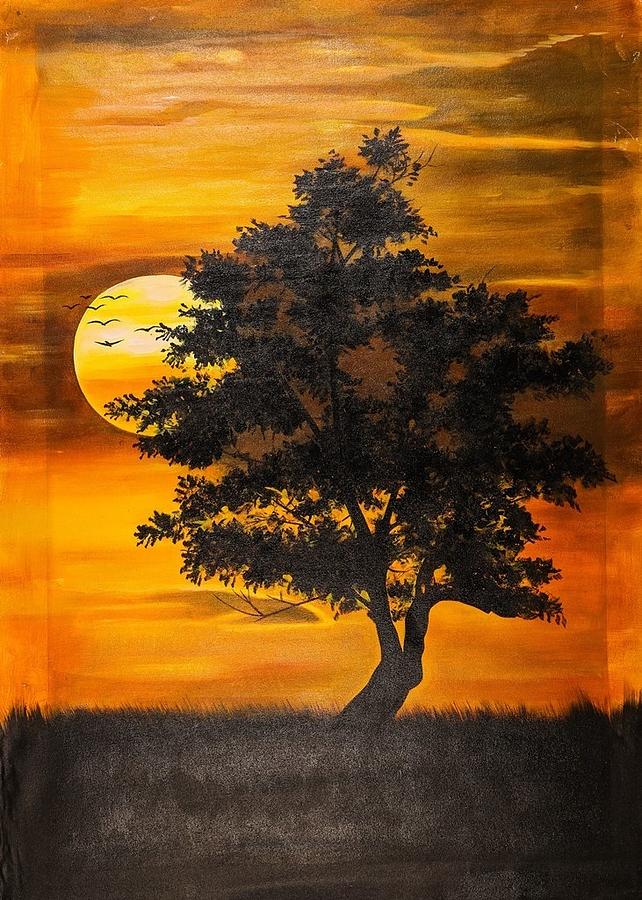 Beautiful Sunset Painting by Vishal Gurjar