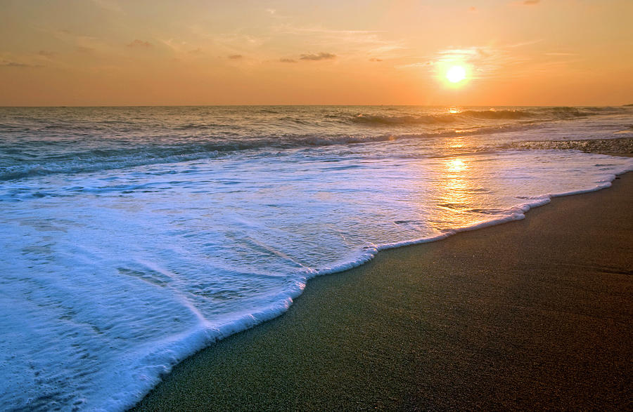Beautiful Sunset With Wave At The Beach Photograph by Barcin