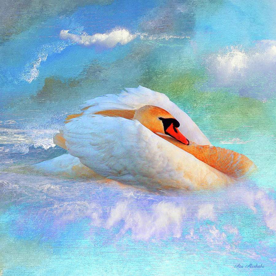 Swan Mixed Media - Beautiful Swan 2a by Ata Alishahi