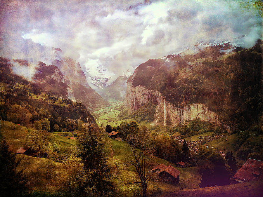 Beautiful Swiss Landscape Lauterbrunnen Digital Art by Antique Images