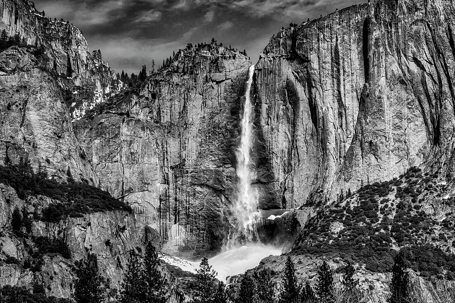 Fall Photograph - Beautiful Upper Falls In Black And White by Garry Gay