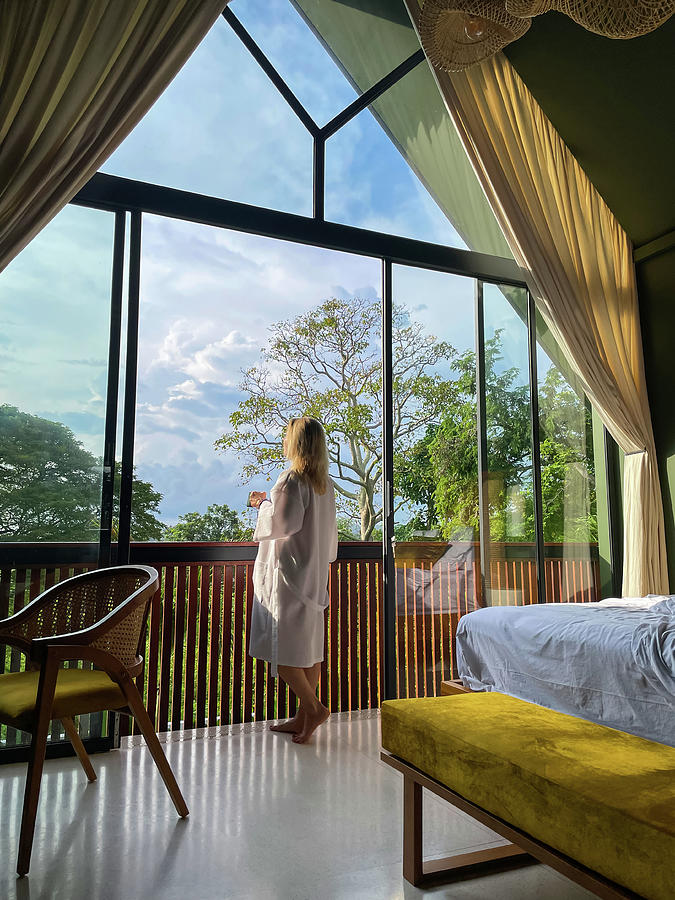 Beautiful Woman Enjoying The View From The Window Photograph by Cavan ...