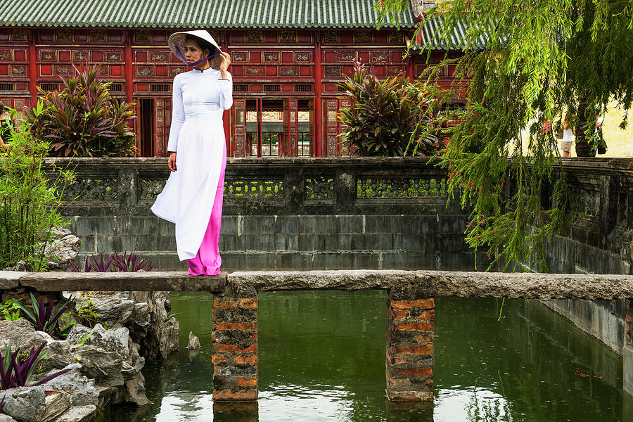 Bridge Photograph - Beautiful Woman Exploring The Imperial Palace In Hue / Vietnam by Cavan Images