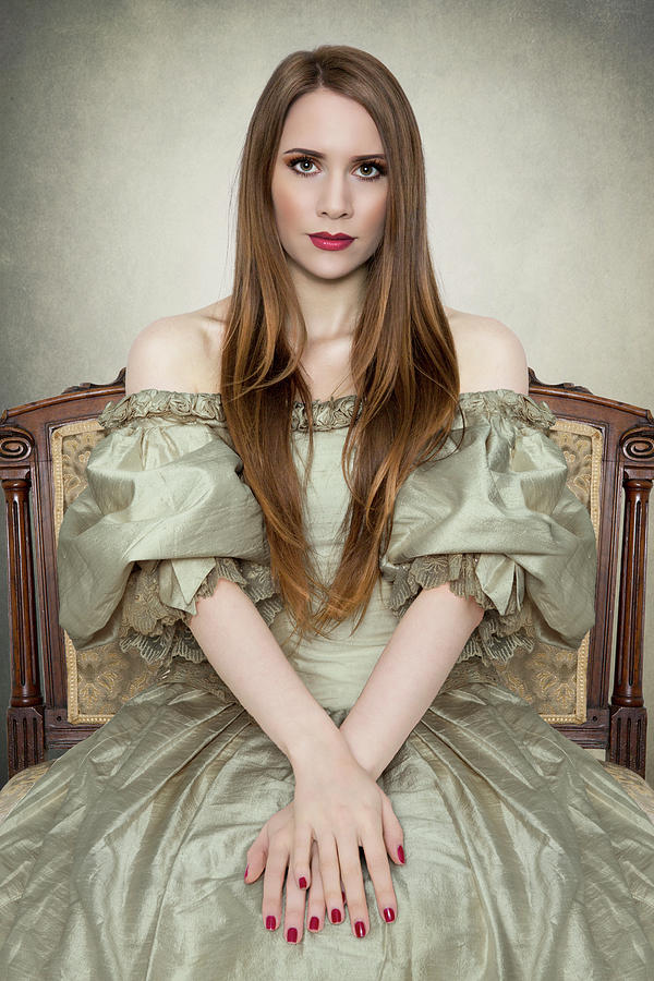 Beautiful Young Victorian Woman Sitting On A Chair Photograph by Ethiriel Photography