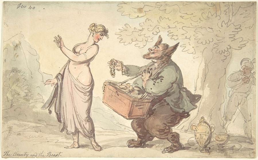 Beauty And The Beast  Attributed To Thomas Rowlandson British, London 1757-1827 London Painting