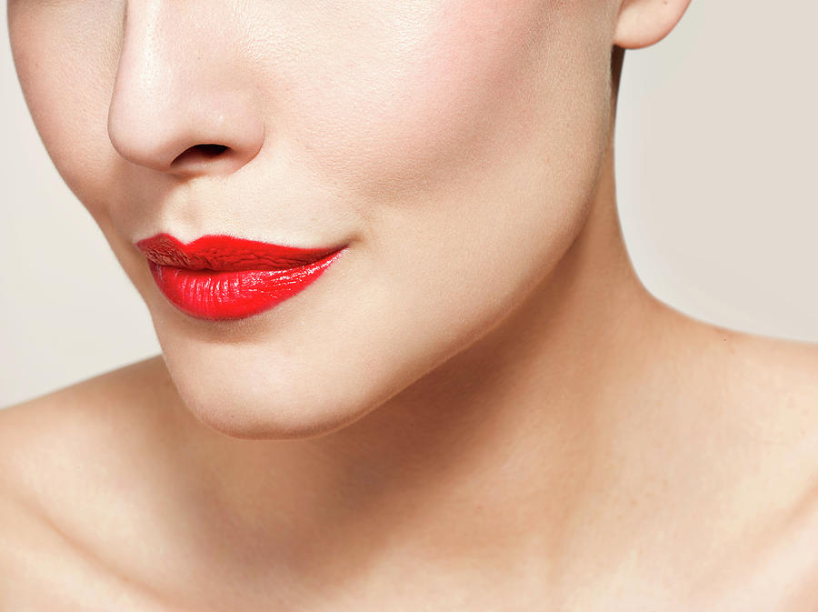 Beauty Close Up On Bright  Lips, Side Photograph by Jonathan Knowles