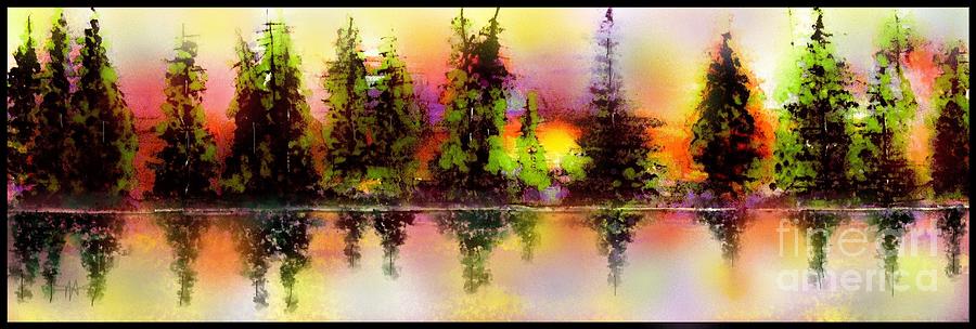 Tree Painting - A Panoramic Sunset by Hazel Holland