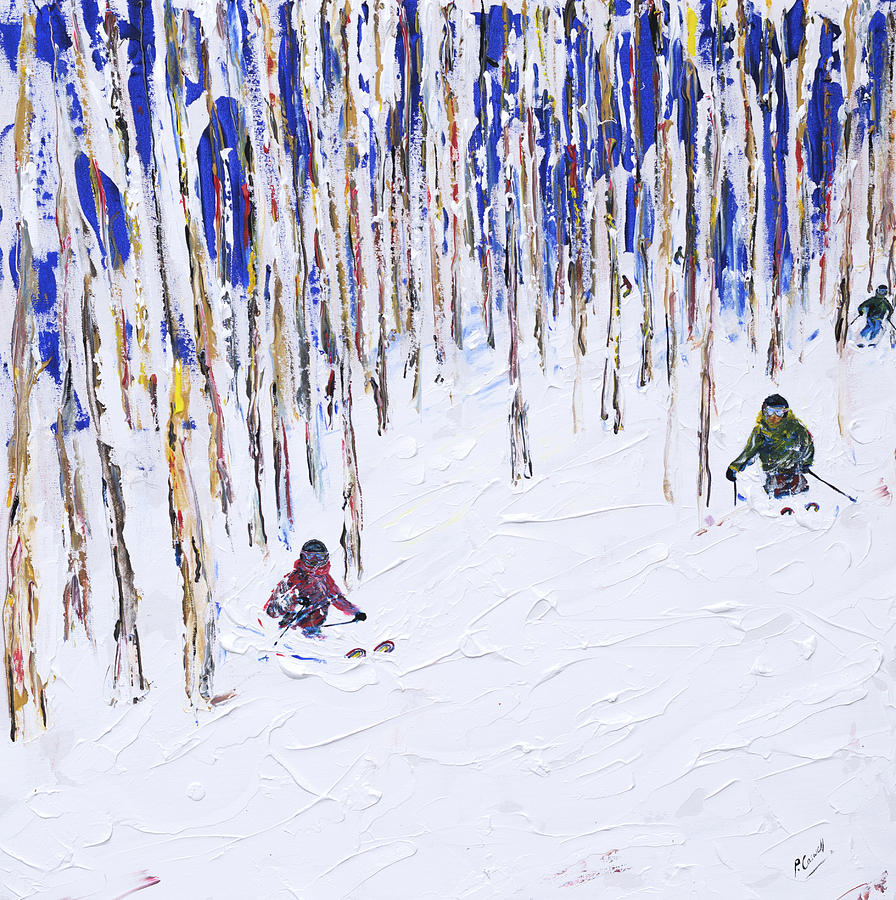 Beaver Creek and Vail Ski Print Painting by Pete Caswell