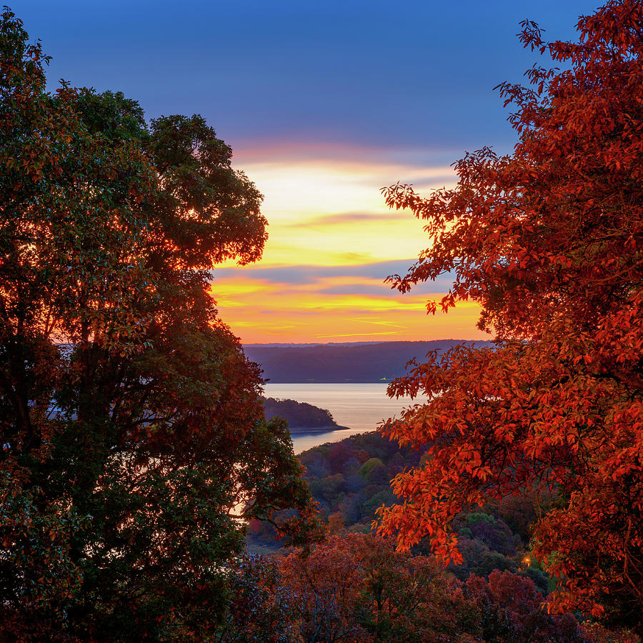 America Photograph - Beaver Lake Autumn in the Arkansas Ozark Mountains by Gregory Ballos