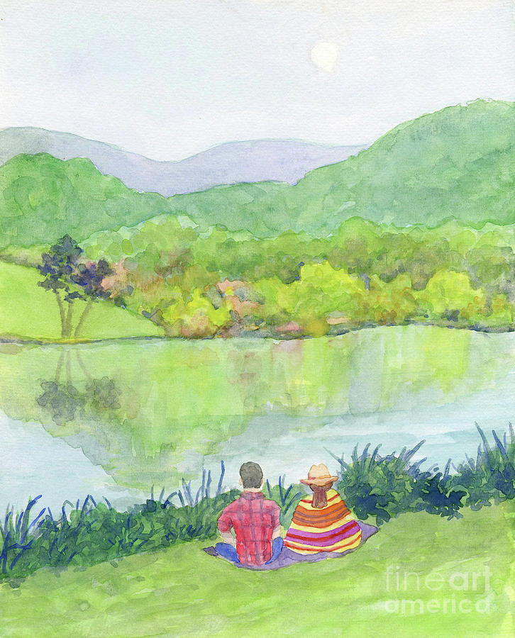 Beaver Lake Couple Painting by Anne Marie Brown