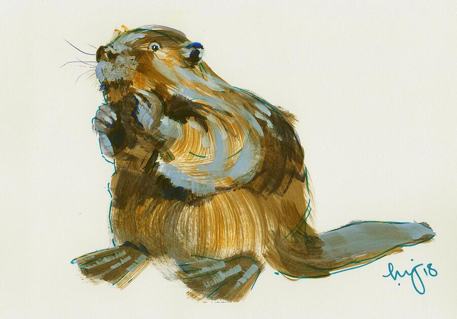 Beaver painting Painting by Mike Jory Beaver painting Painting by Mike Jory