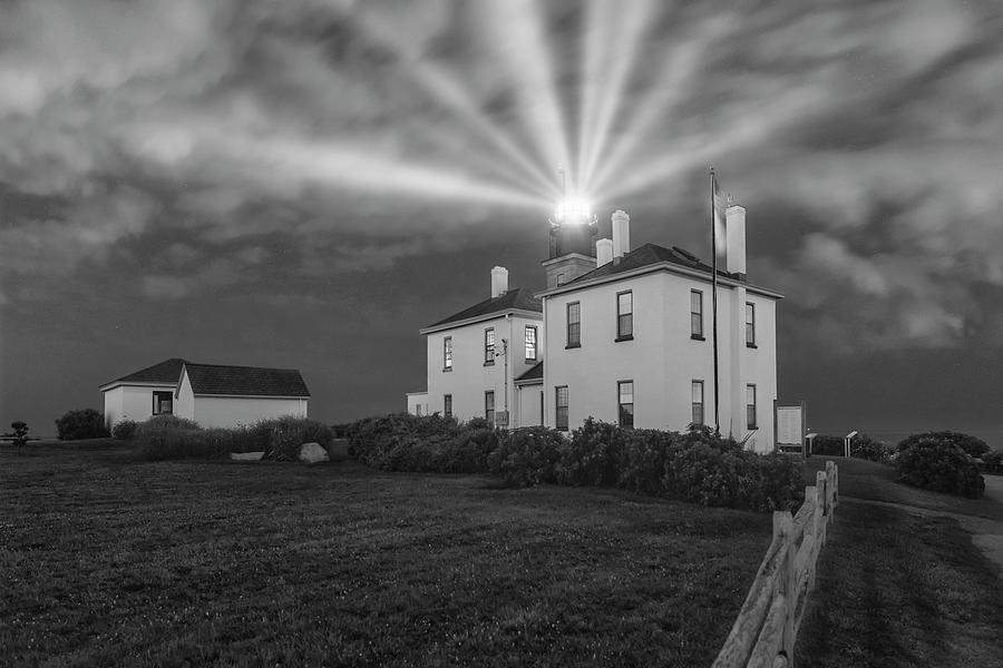 Beavertail Lighthouse BW Photograph by Susan Candelario