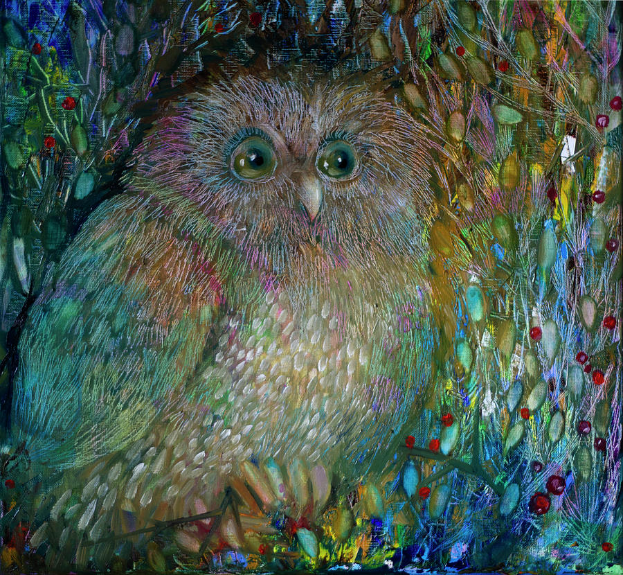 Animal Painting - Bebe Owl by Oxana Zaika