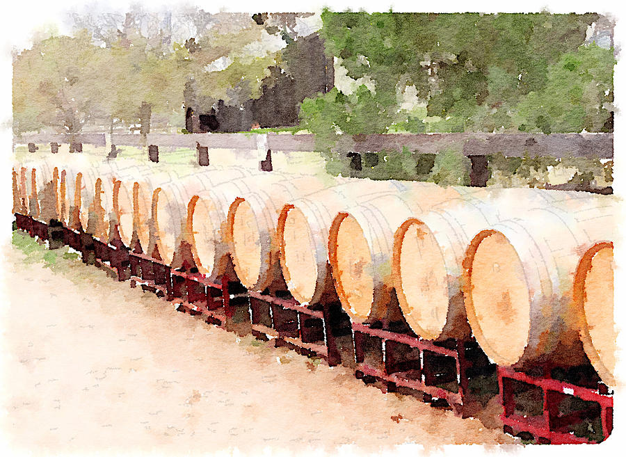 Becker Vineyards Wine Barrels Digital Art by Life Makes Art
