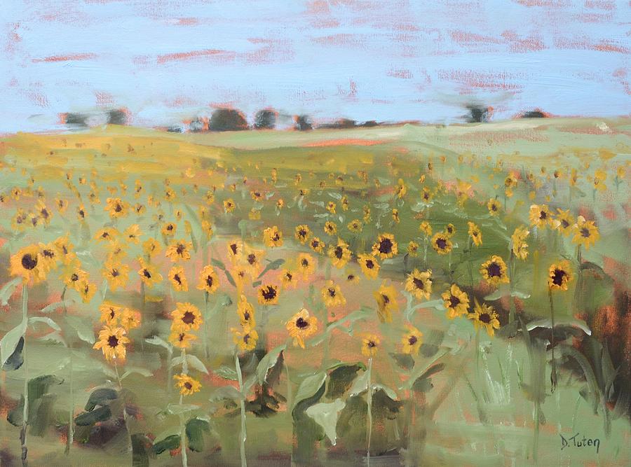 Bedford County Sunflower Field Painting by Donna Tuten