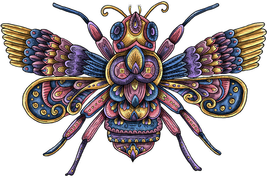 Insects Mixed Media - Bee Coloured by Delyth Angharad