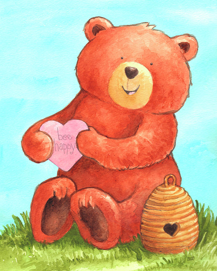 Teddy Bear Painting - Bee Happy Bear by Melinda Hipsher