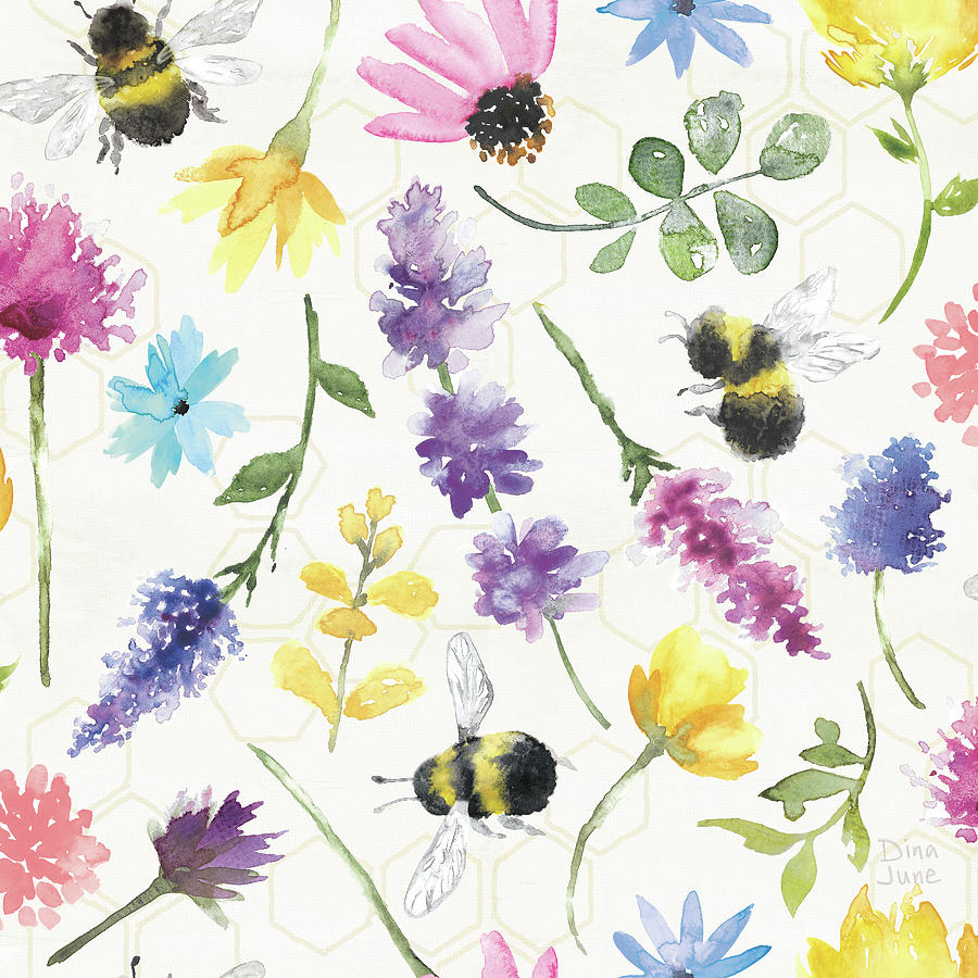Daisy Mixed Media - Bee Harmony Pattern IIi by Dina June