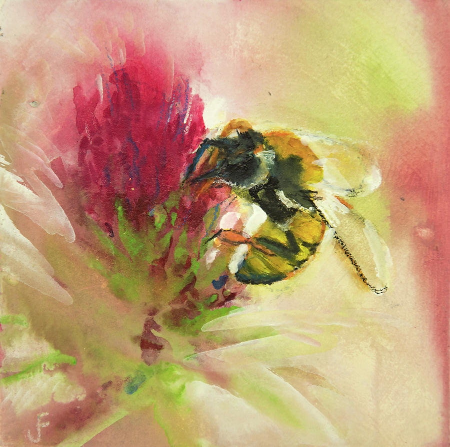 Bee On Clover Painting by Jani Freimann