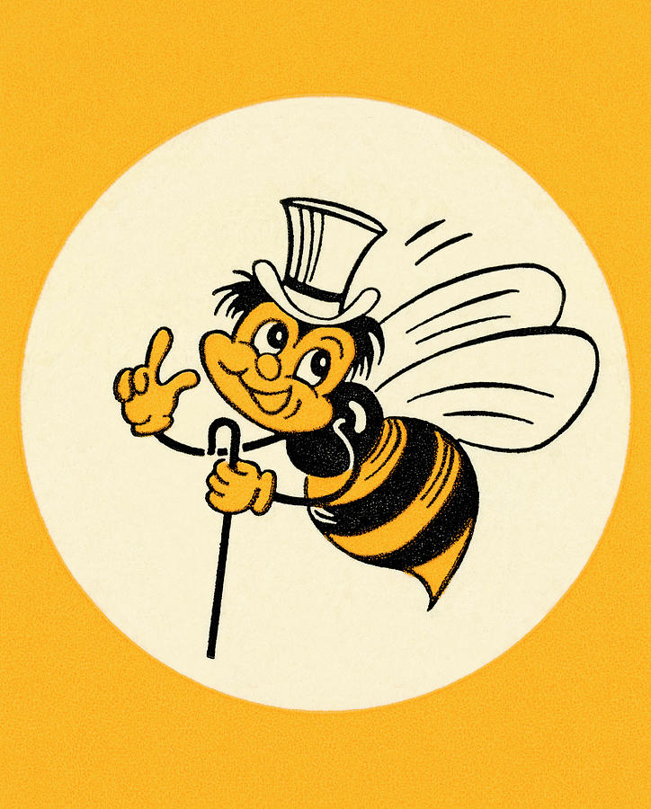 Vintage Drawing - Bee Wearing a Top Hat by CSA Images