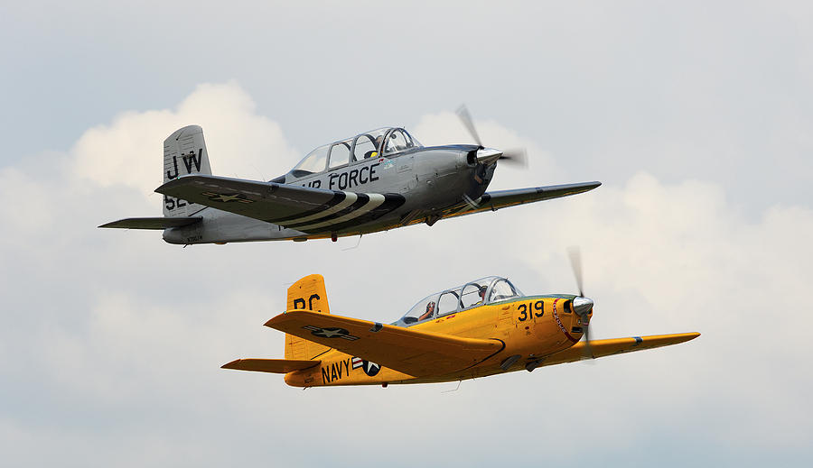 Beechcraft T 34 Mentor A Navy And Air Force Trainer Formation Fl