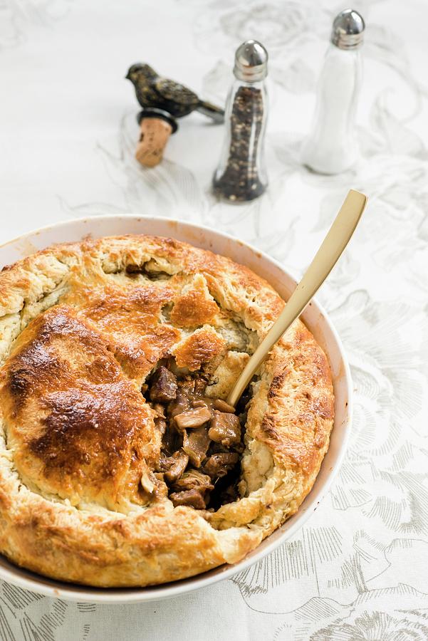Beef And Mushroom Pie, Sliced Photograph by Great Stock!