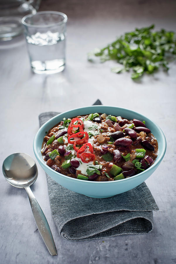 Beef Chilli Con Carne With Fresh Pepper Photograph by Tomasz Jakusz
