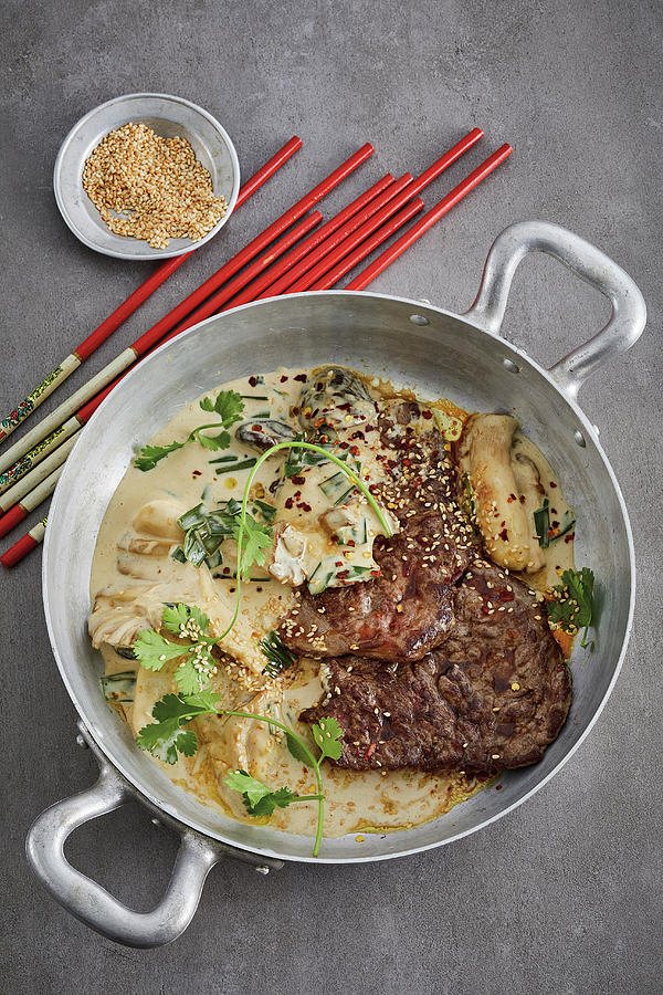 Beef Fillet Steak With A Brandy And Mushroom Sauce And Roasted Sesame Seeds Photograph by Tre Torri