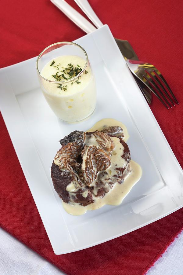 Beef Medallion With Morel Sauce And Mashed Potato Photograph by Besancon, Lydie