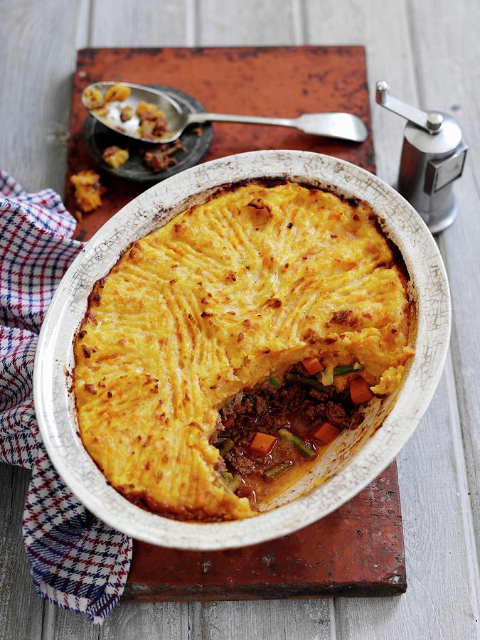 Beef Pie With Carrots And A Mashed Potato Topping Photograph by Gareth Morgans