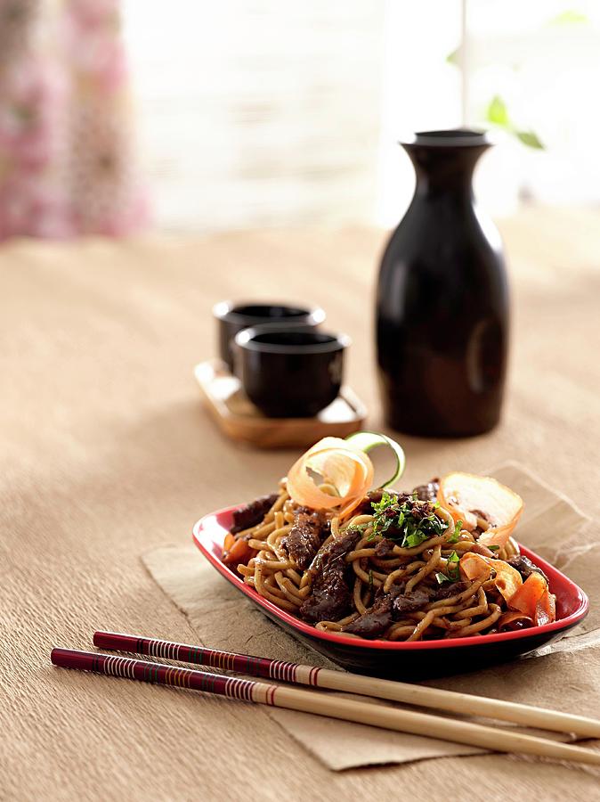 Beef Stir-fry With Chinese Egg Noodles Photograph by Great Stock!