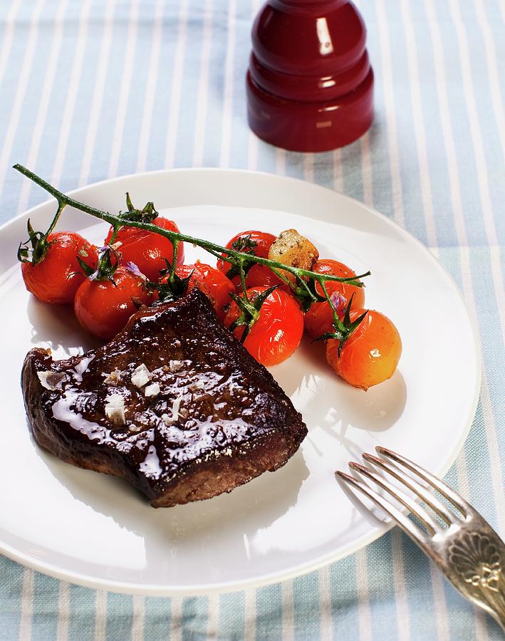 Beefsteak With Cherry Tomatoes Photograph by Taste Agencia Gastronmica