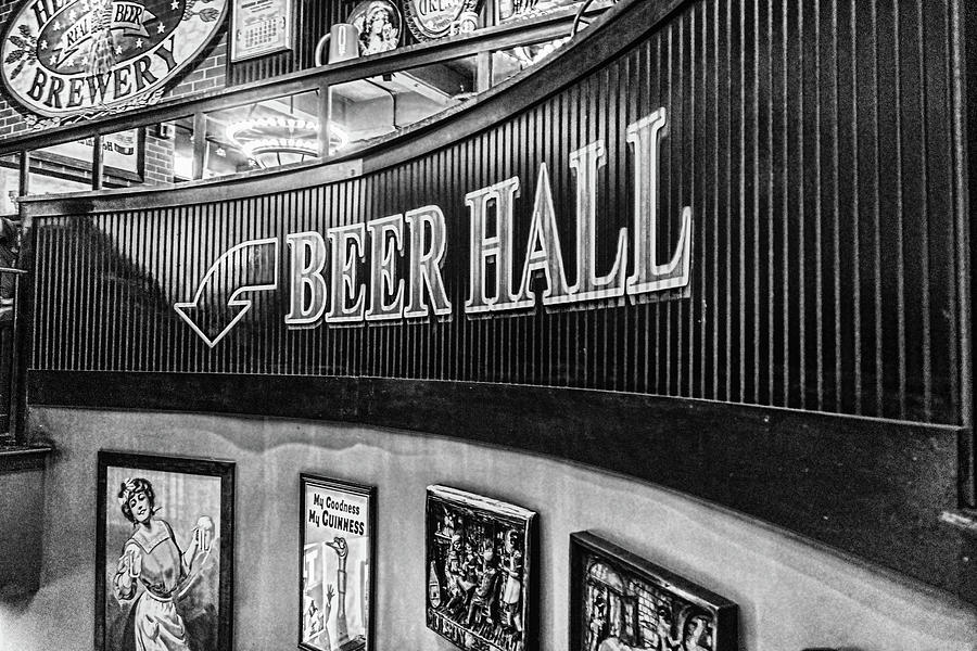 Black And White Photograph - Beer Hall by Sharon Popek