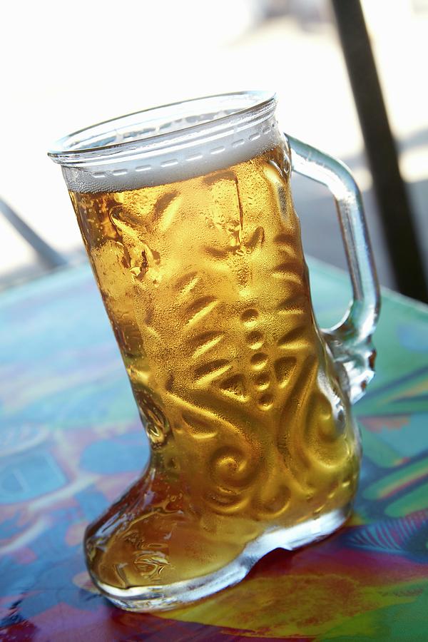 Beer In Boot Glass puerto Vallerta, Mexico Photograph by Brenda Spaude