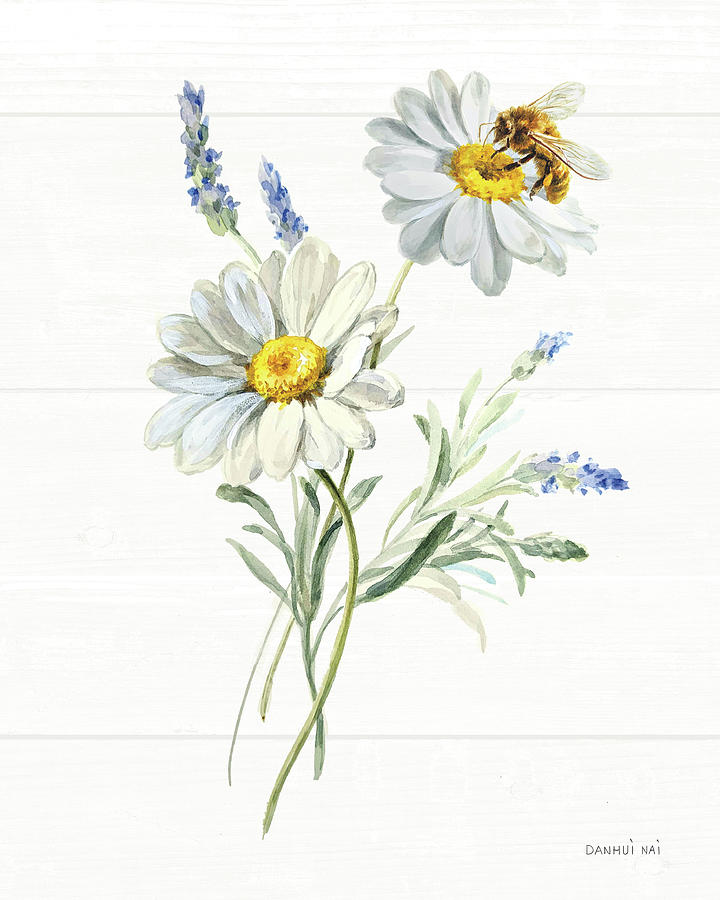 Daisy Painting - Bees And Blooms Flowers II by Danhui Nai